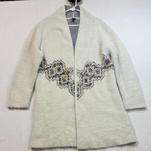Chic Cream Patterned Women's Cardigan